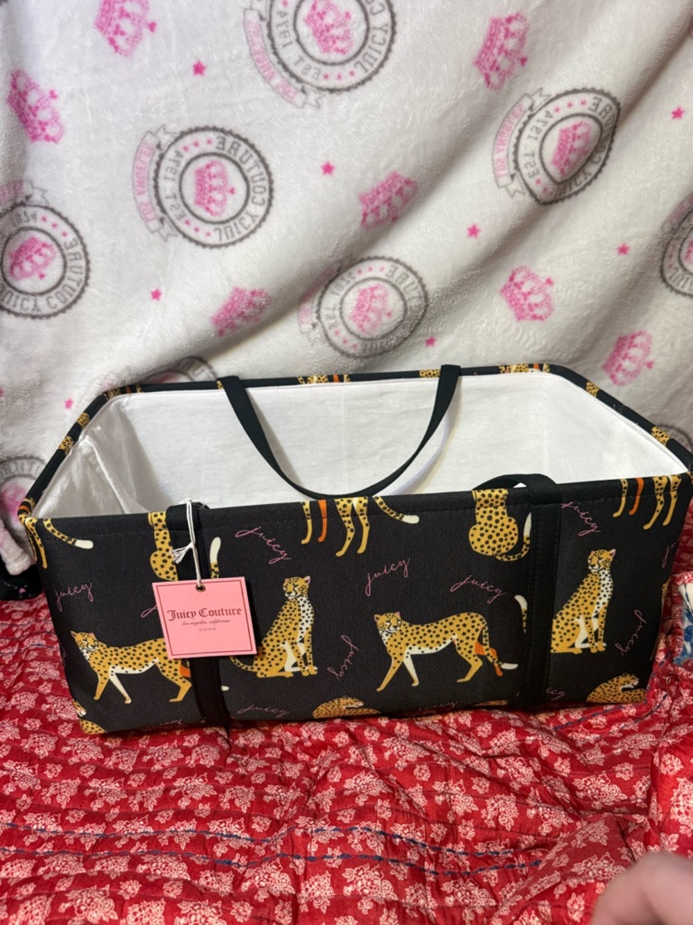 Juicy Couture Black & Gold Cheetah Print Collapsible Tote